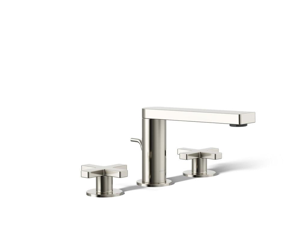 KOHLER K-73060-3-SN Composed Widespread Bathroom Sink Faucet With Cross Handles, 1.2 Gpm - Vibrant Polished Nickel