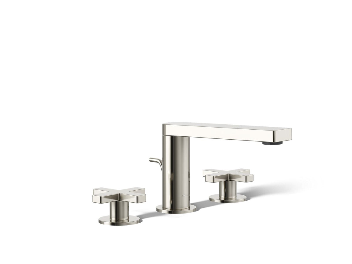 KOHLER K-73060-3-SN Composed Widespread Bathroom Sink Faucet With Cross Handles, 1.2 Gpm - Vibrant Polished Nickel