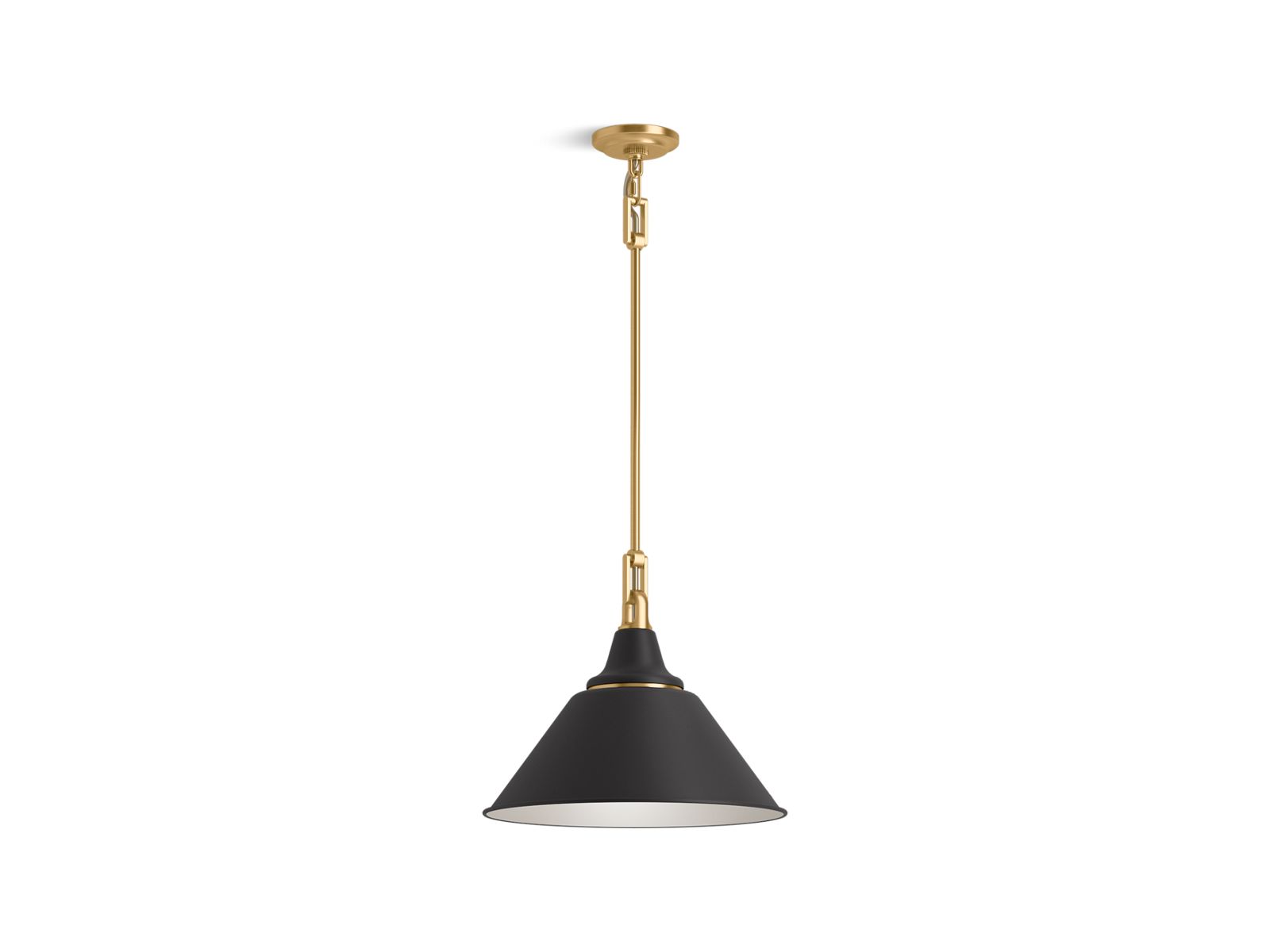 KOHLER K-42202-PE01-BML Varla 16" Pendant - Black With Brass Trim