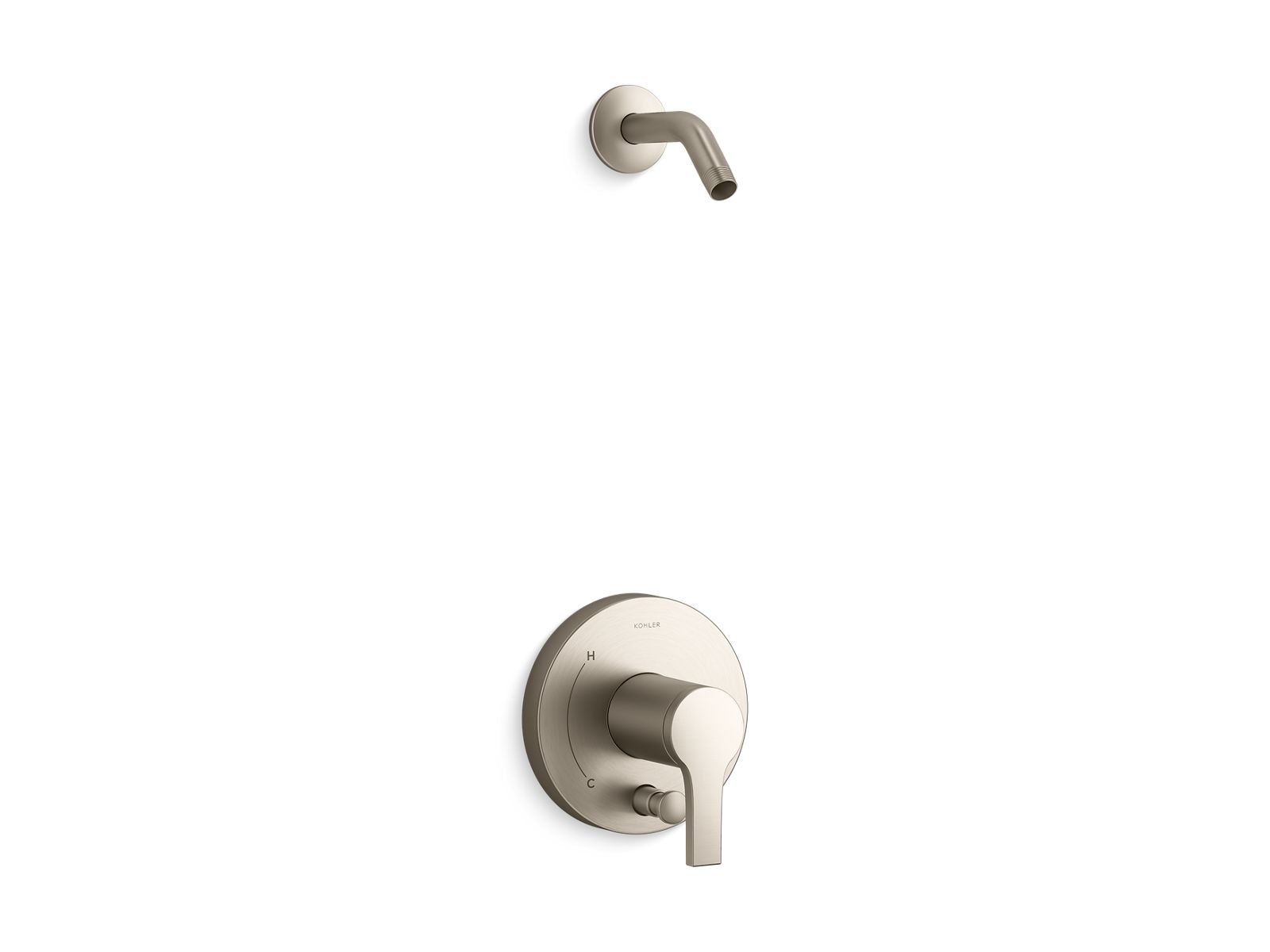 KOHLER K-TLS35326-4-BN Elate Rite-Temp Shower Trim Kit With Push-Button Diverter, Without Showerhead - Vibrant Brushed Nickel