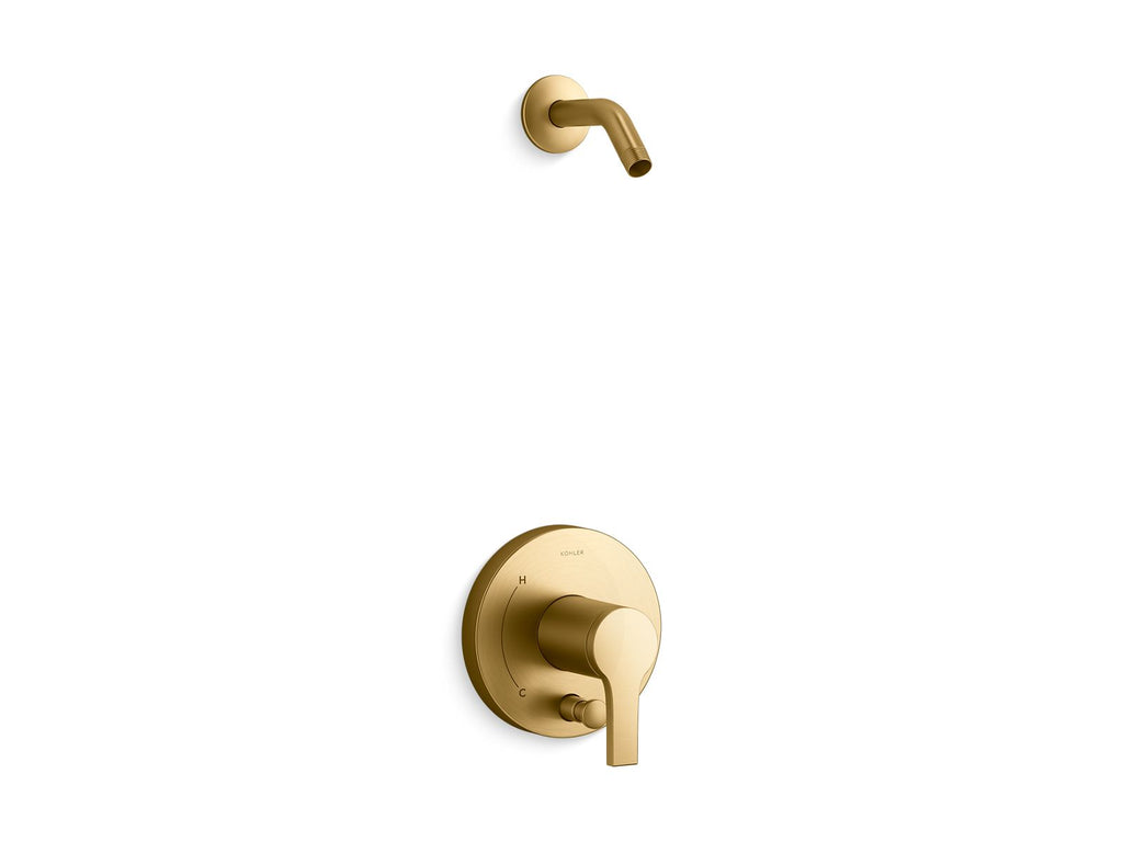 KOHLER K-TLS35326-4-2MB Elate Rite-Temp Shower Trim Kit With Push-Button Diverter, Without Showerhead - Vibrant Brushed Moderne Brass