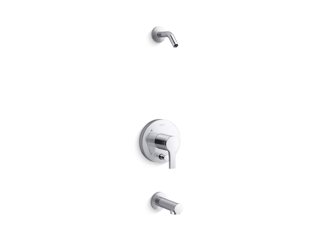 KOHLER K-TLS35327-4-CP Elate Rite-Temp Bath And Shower Trim Kit With Push-Button Diverter, Without Showerhead - Polished Chrome