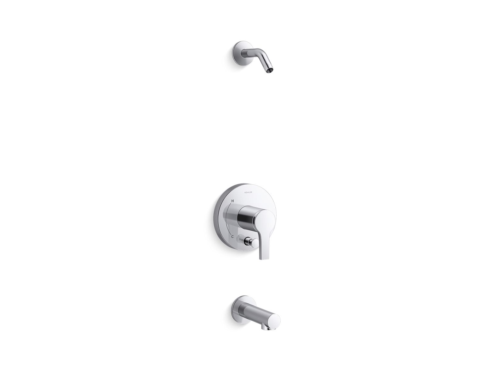 KOHLER K-TLS35327-4-CP Elate Rite-Temp bath and shower trim kit with push-button diverter, without showerhead - Polished Chrome