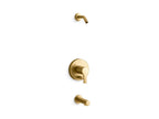 KOHLER K-TLS35327-4-2MB Elate Rite-Temp Bath And Shower Trim Kit With Push-Button Diverter, Without Showerhead - Vibrant Brushed Moderne Brass