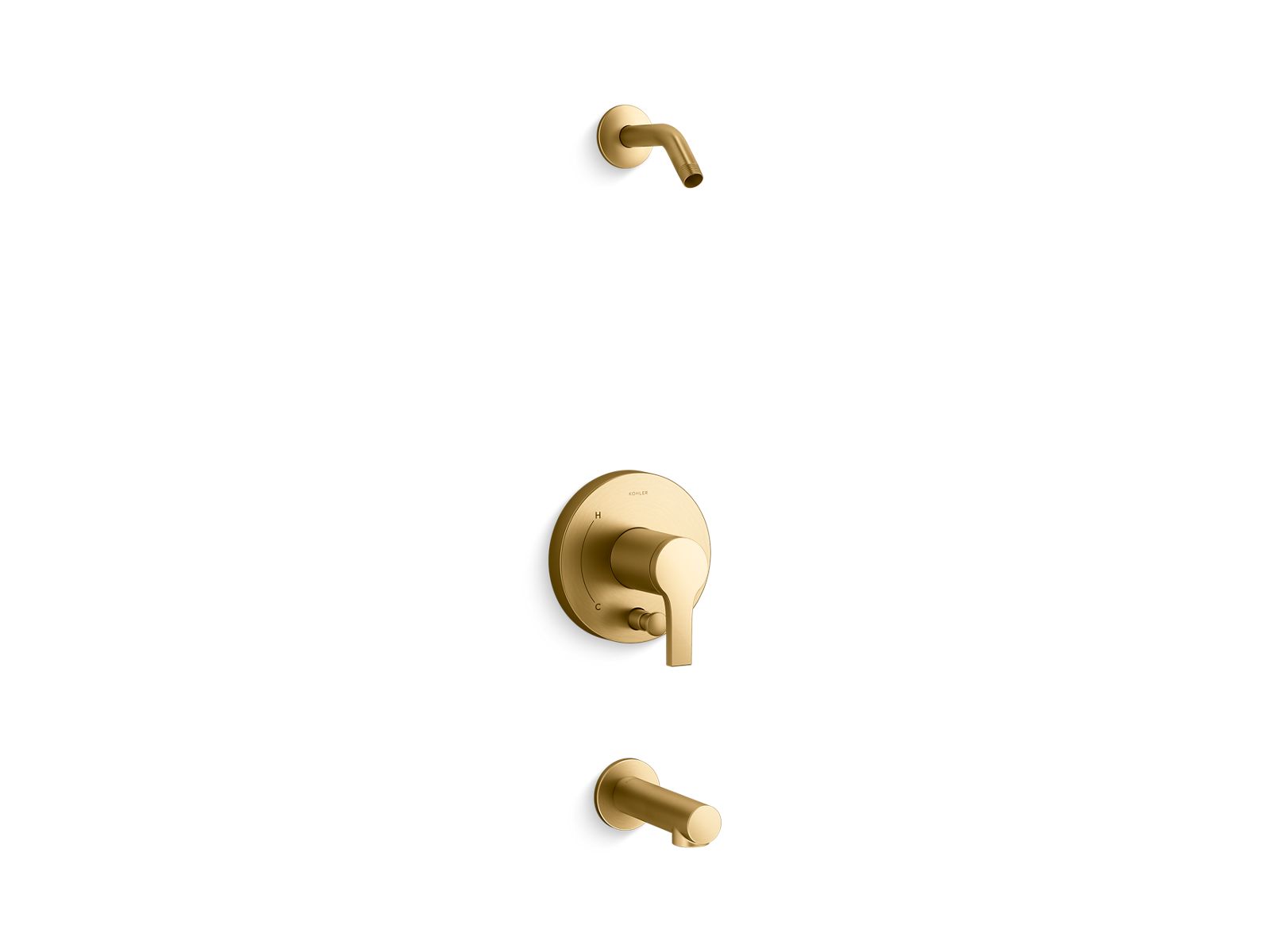KOHLER K-TLS35327-4-2MB Elate Rite-Temp Bath And Shower Trim Kit With Push-Button Diverter, Without Showerhead - Vibrant Brushed Moderne Brass