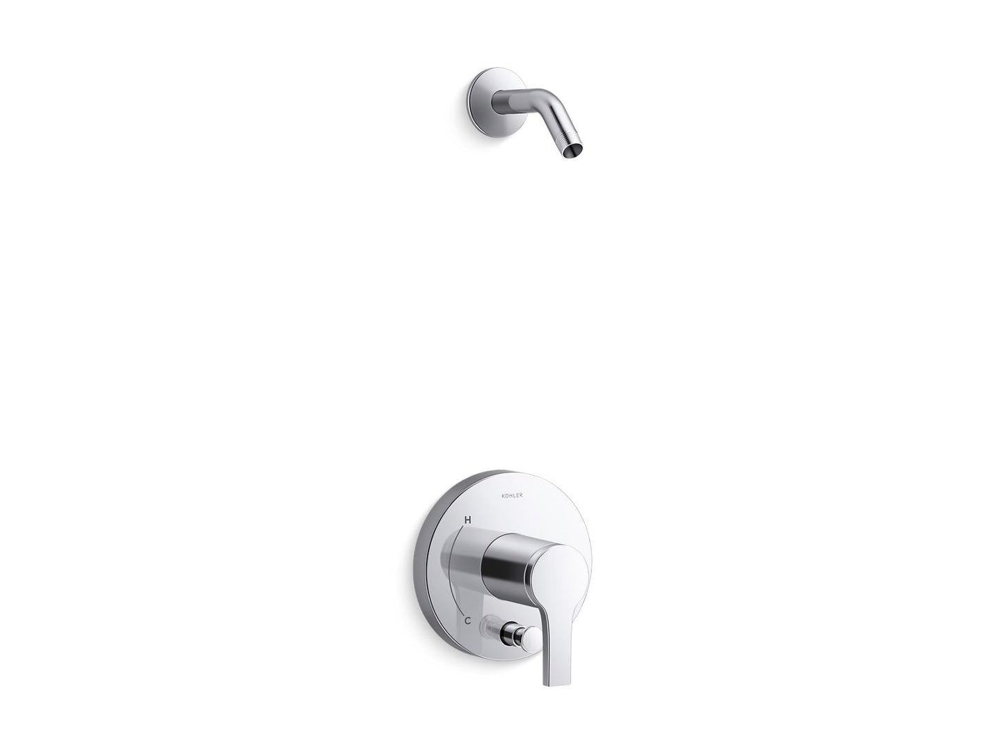 KOHLER K-TLS35326-4-CP Elate Rite-Temp shower trim kit with push-button diverter, without showerhead - Polished Chrome