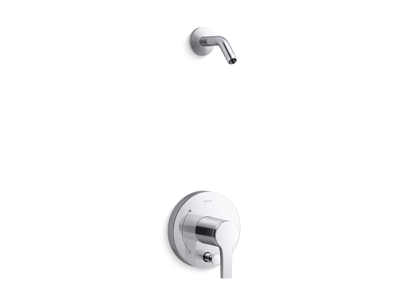 KOHLER K-TLS35326-4-CP Elate Rite-Temp shower trim kit with push-button diverter, without showerhead - Polished Chrome