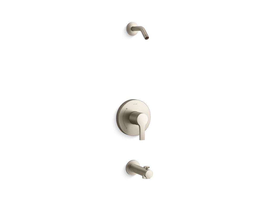 KOHLER K-TLS35322-4-BN Elate Rite-Temp Bath And Shower Trim Kit, Without Showerhead - Vibrant Brushed Nickel