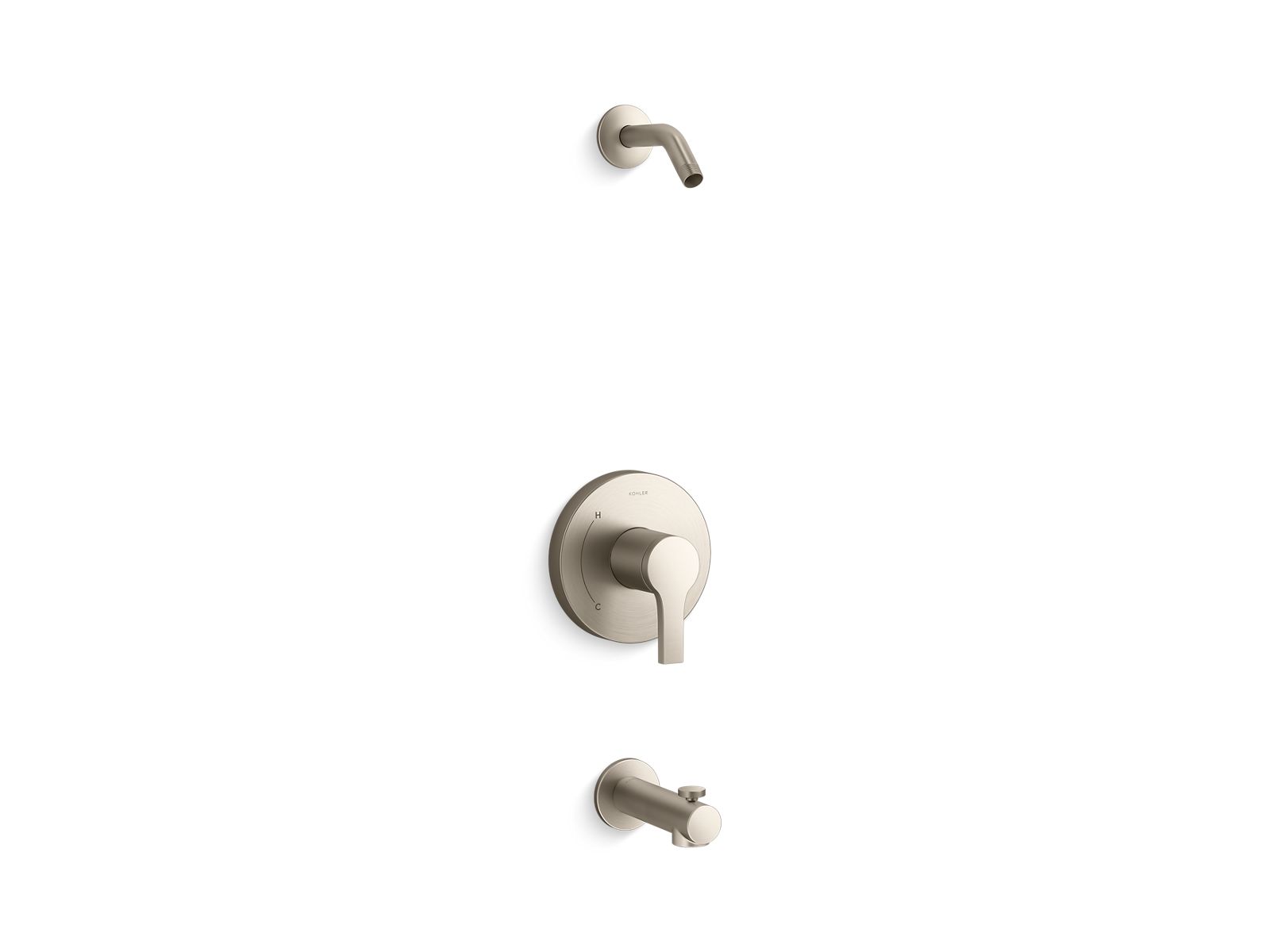 KOHLER K-TLS35322-4-BN Elate Rite-Temp Bath And Shower Trim Kit, Without Showerhead - Vibrant Brushed Nickel
