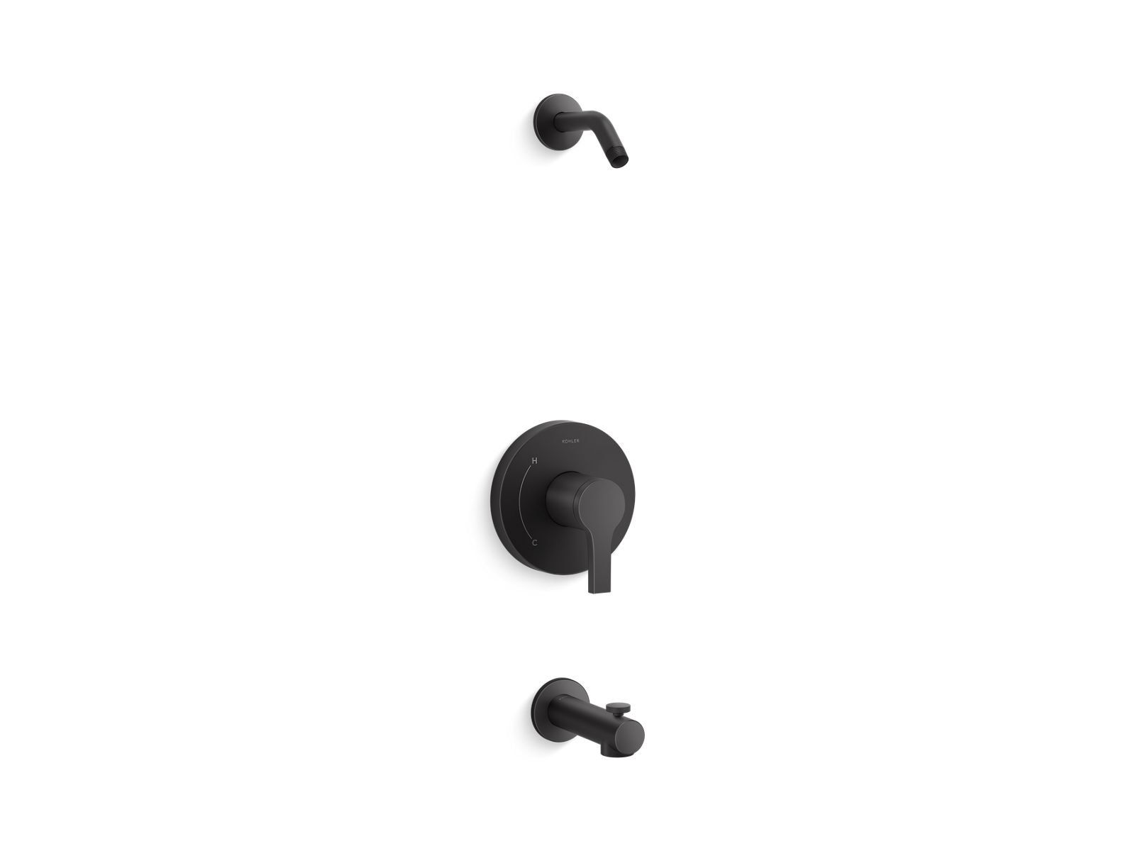 KOHLER K-TLS35322-4-BL Elate Rite-Temp Bath And Shower Trim Kit, Without Showerhead - Matte Black