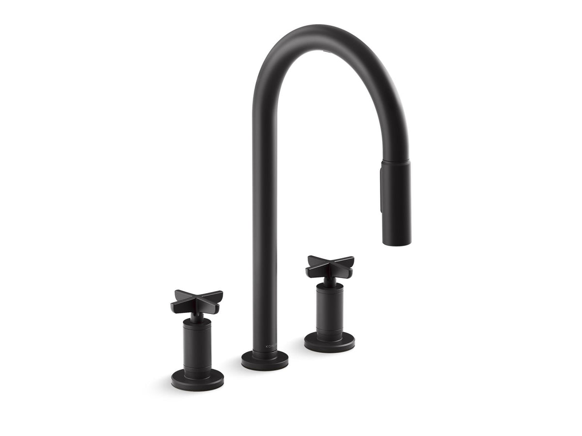 KOHLER K-28677-3RT2-BL Billet Touchless Pull-Down Kitchen Sink Faucet With Two-Function Sprayhead - Matte Black