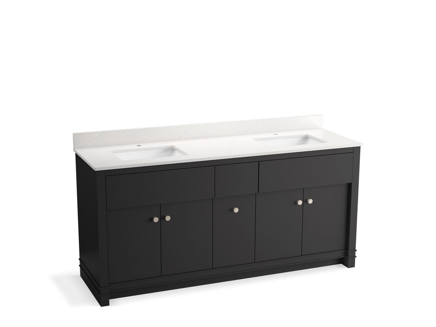 KOHLER K-33294-DWG 72" bathroom vanity cabinet with sinks and quartz top  -  Ferrous Grey