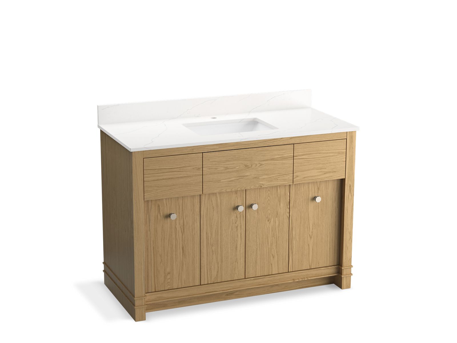 KOHLER K-33268-WEK 48" bathroom vanity cabinet with sink and quartz top  -  Light Oak
