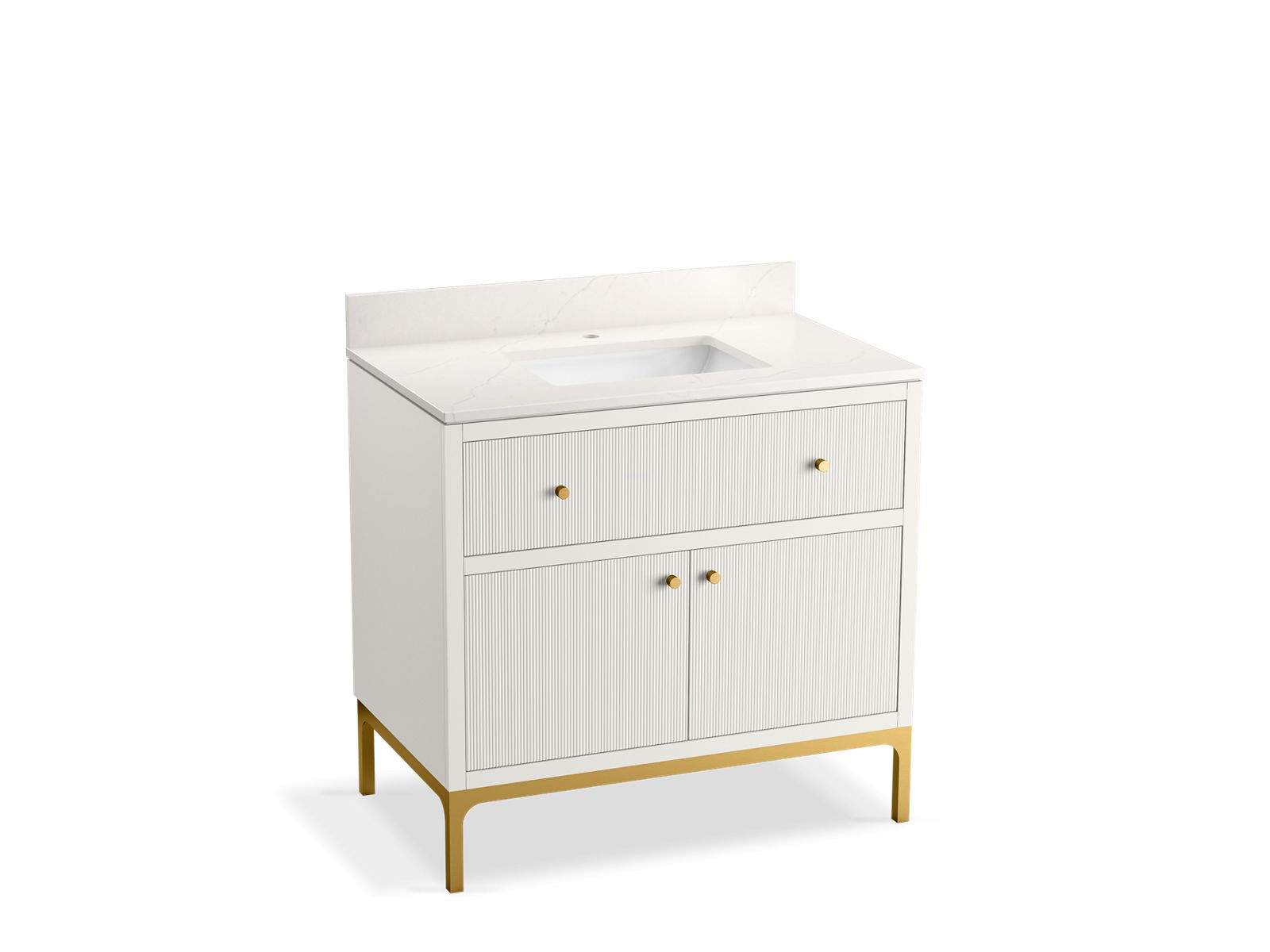 KOHLER K-32760-0 36" bathroom vanity cabinet with sink and quartz top  -  White