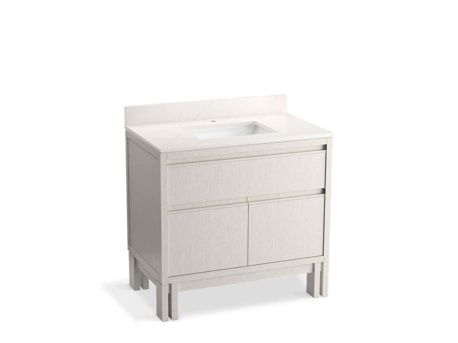KOHLER K-32838-GW0 36" bathroom vanity cabinet with sink and quartz top  -  Gossamer White