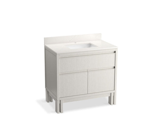 KOHLER K-32838-GW0 36" bathroom vanity cabinet with sink and quartz top  -  Gossamer White