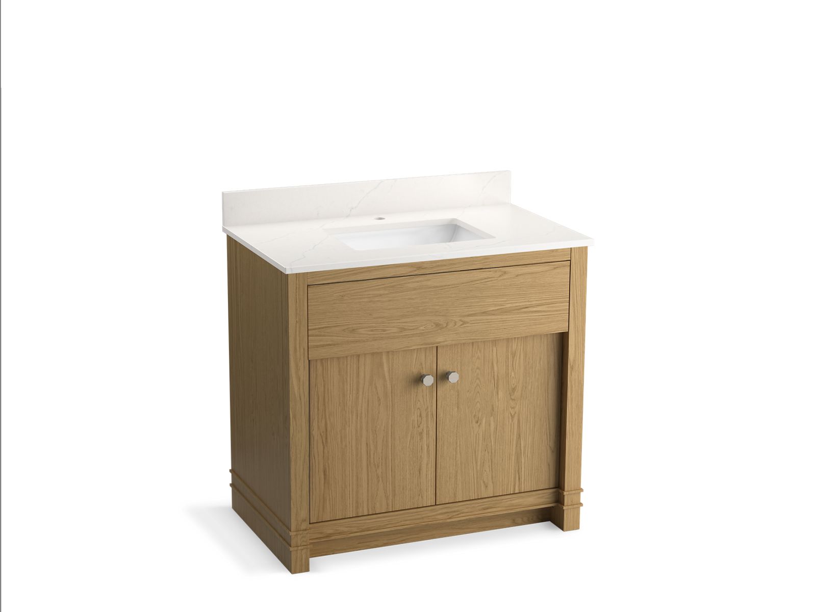 KOHLER K-33266-WEK 36" bathroom vanity cabinet with sink and quartz top  -  Light Oak