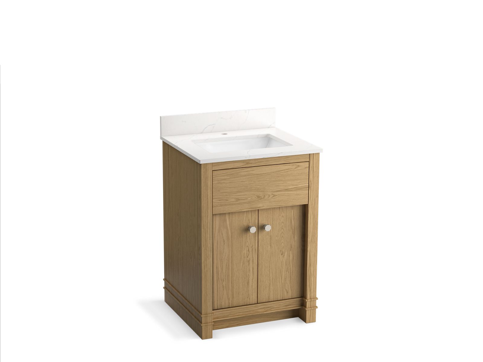 KOHLER K-33264-WEK 24" bathroom vanity cabinet with sink and quartz top  -  Light Oak