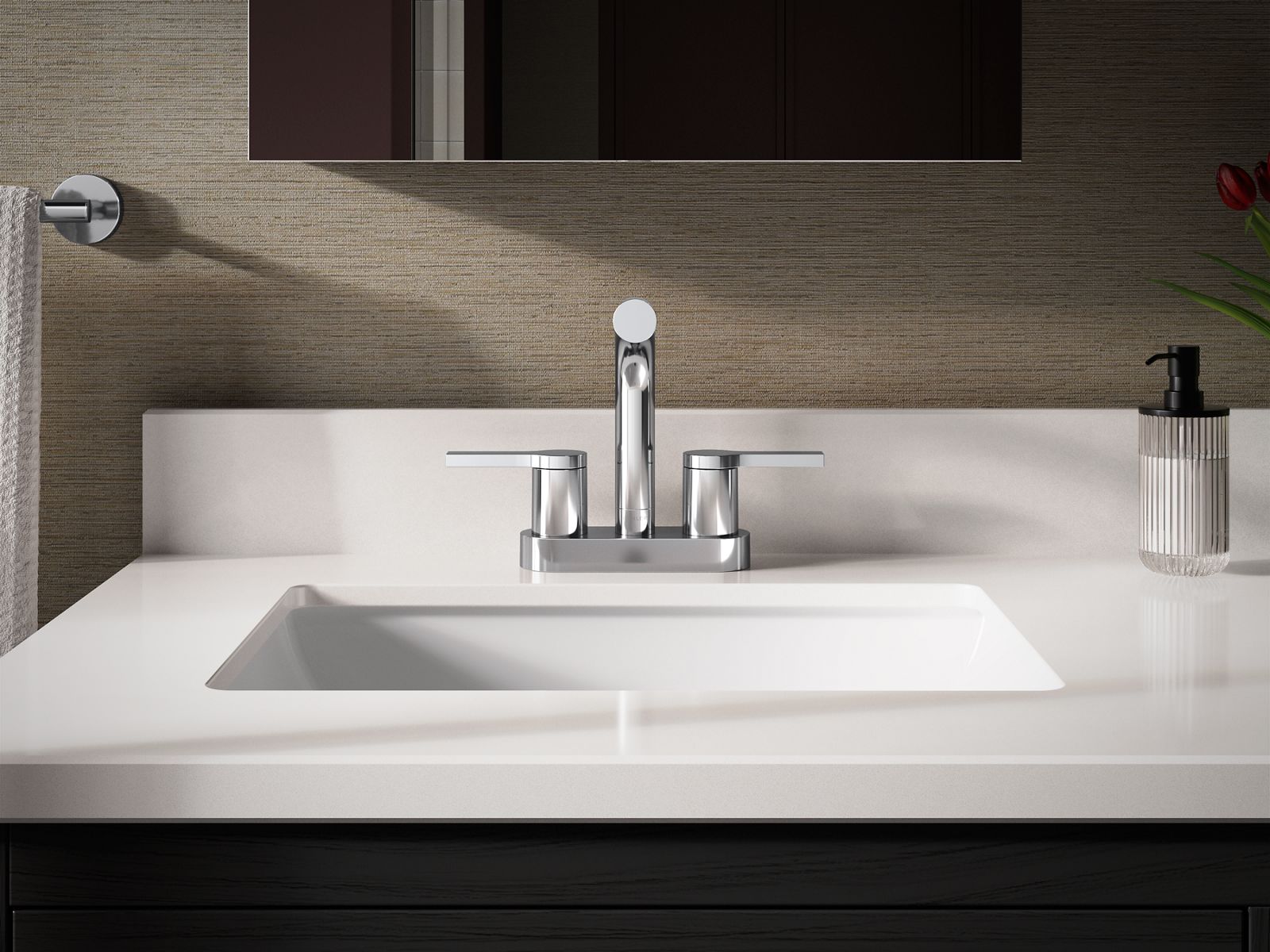 KOHLER K-33591-4-BL Elate Centerset Bathroom Sink Faucet, 1.2 Gpm - Matte Black