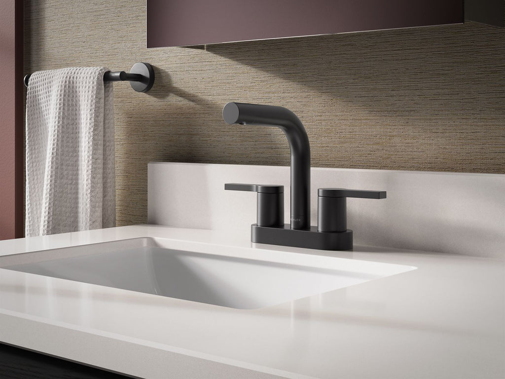 KOHLER K-33591-4-BL Elate Centerset Bathroom Sink Faucet, 1.2 Gpm - Matte Black