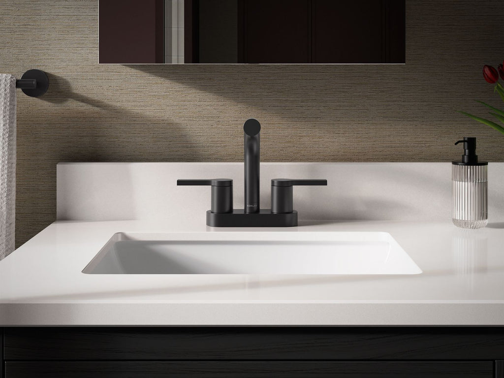 KOHLER K-33591-4-BL Elate Centerset Bathroom Sink Faucet, 1.2 Gpm - Matte Black