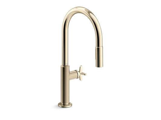 KOHLER K-28670-3RT2-AF Touchless pull-down kitchen sink faucet with two-function sprayhead  -  Vibrant French Gold