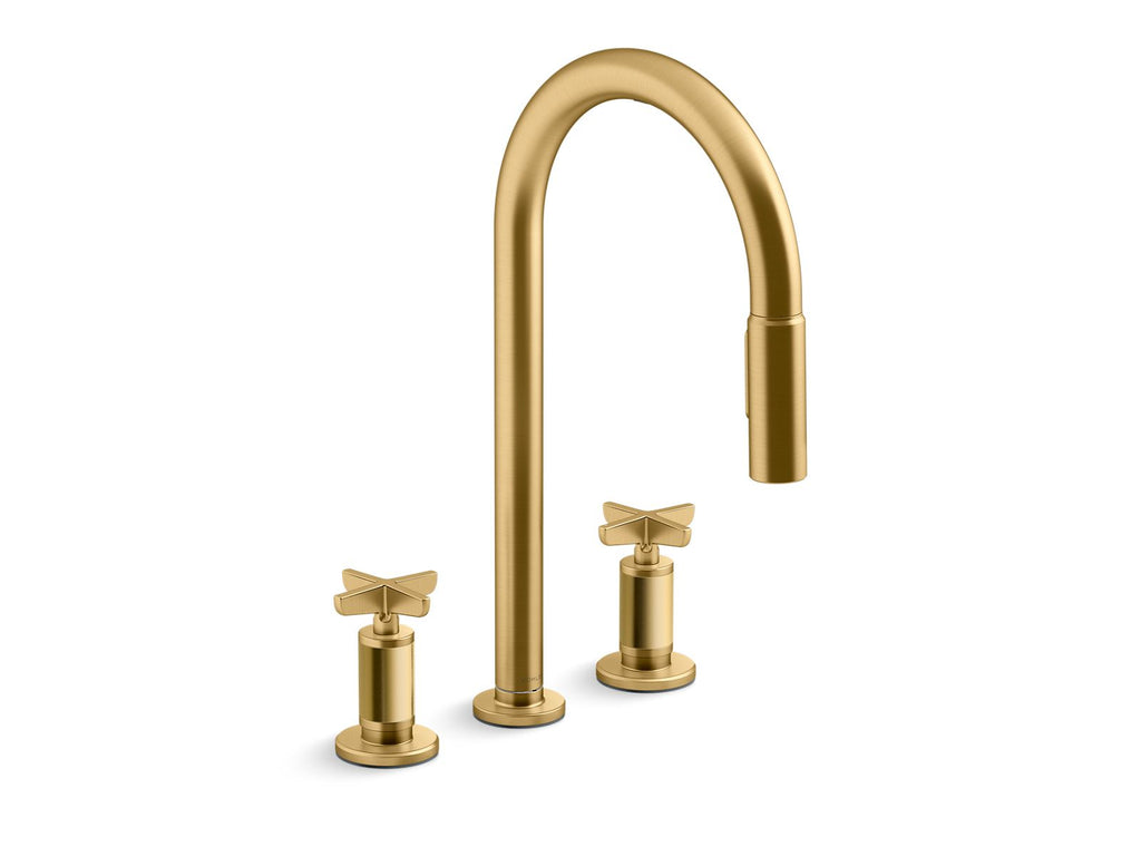KOHLER K-28677-3RT2-2MB Billet Touchless Pull-Down Kitchen Sink Faucet With Two-Function Sprayhead - Vibrant Brushed Moderne Brass