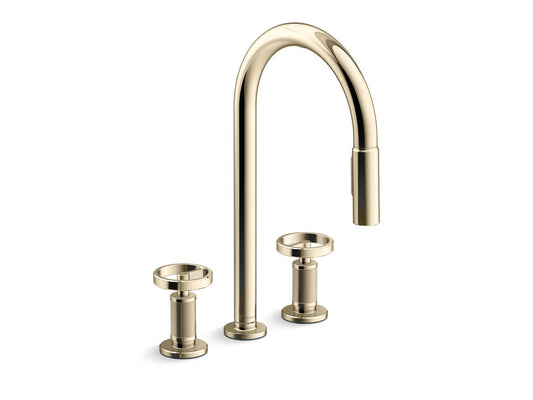 KOHLER K-28677-9RT2-AF Billet Touchless pull-down kitchen sink faucet with two-function sprayhead - Vibrant French Gold