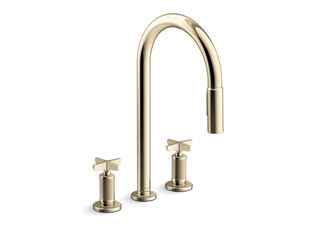 KOHLER K-28677-3RT2-AF Billet Touchless Pull-Down Kitchen Sink Faucet With Two-Function Sprayhead - Vibrant French Gold