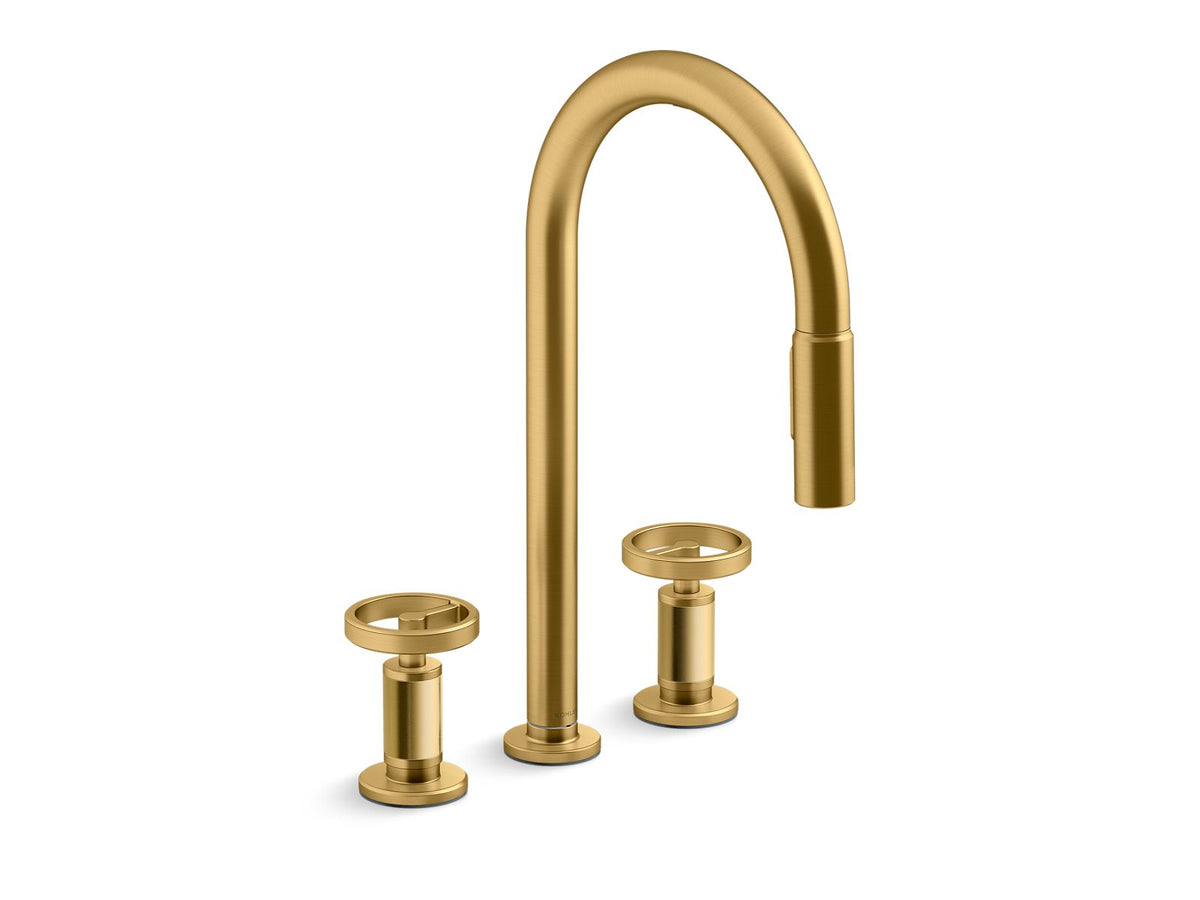 KOHLER K-28677-9RT2-2MB Billet Touchless Pull-Down Kitchen Sink Faucet With Two-Function Sprayhead - Vibrant Brushed Moderne Brass