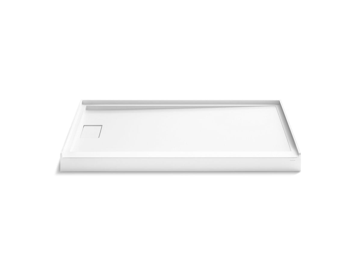 KOHLER K-44153-HW1 Stoneridge 60" X 36" Alcove Shower Base, Left Drain - Honed White