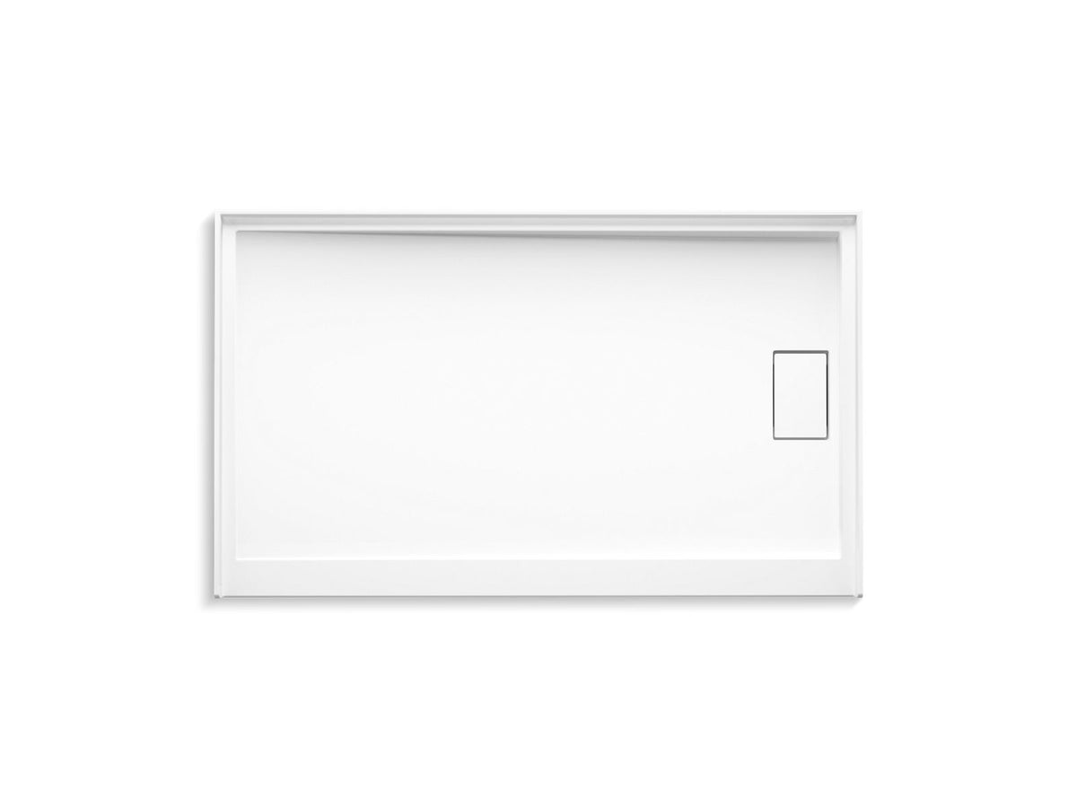KOHLER K-44154-HW1 Stoneridge 60" X 36" Alcove Shower Base, Right Drain - Honed White