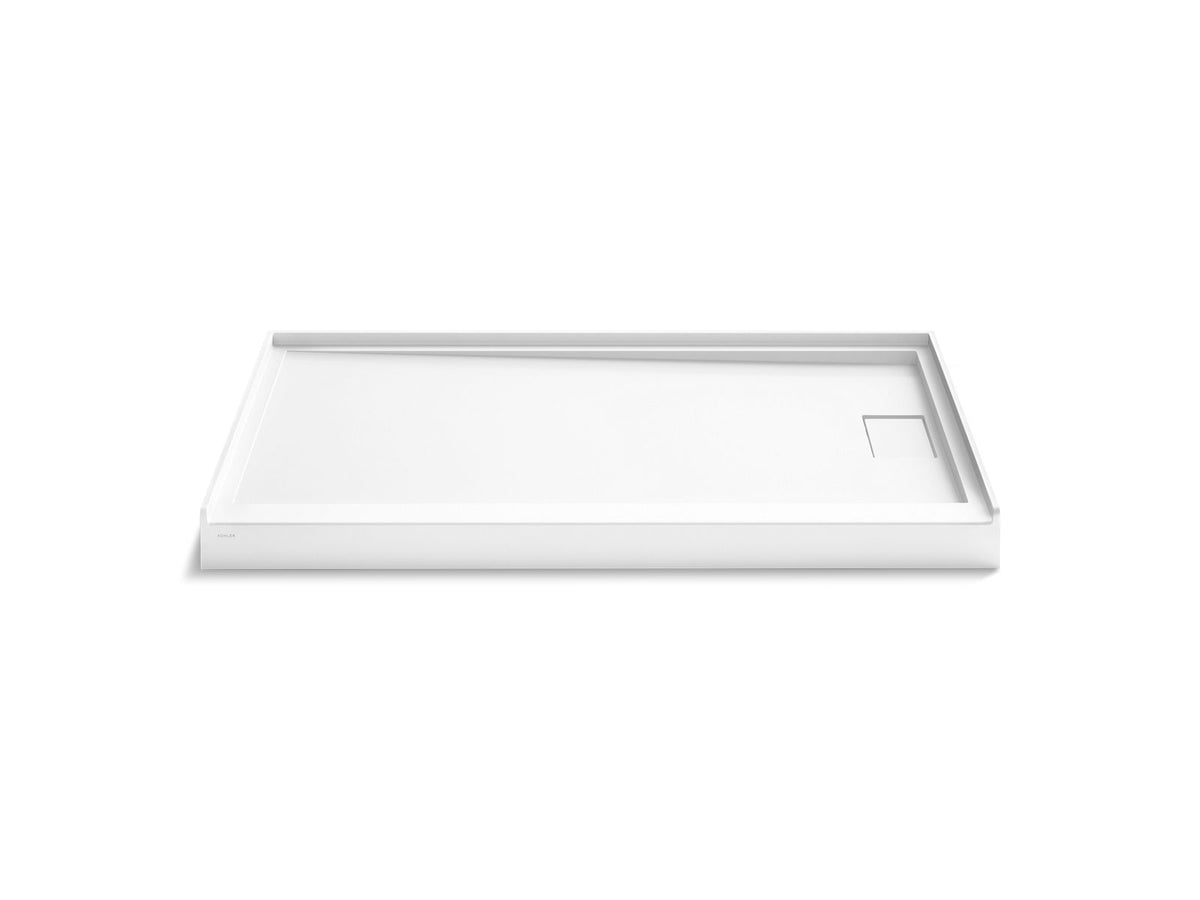 KOHLER K-44154-HW1 Stoneridge 60" X 36" Alcove Shower Base, Right Drain - Honed White