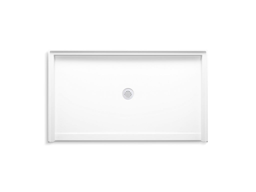 KOHLER K-44166-HW1 Stoneridge 62" X 36" Alcove Shower Base, Center Drain - Honed White