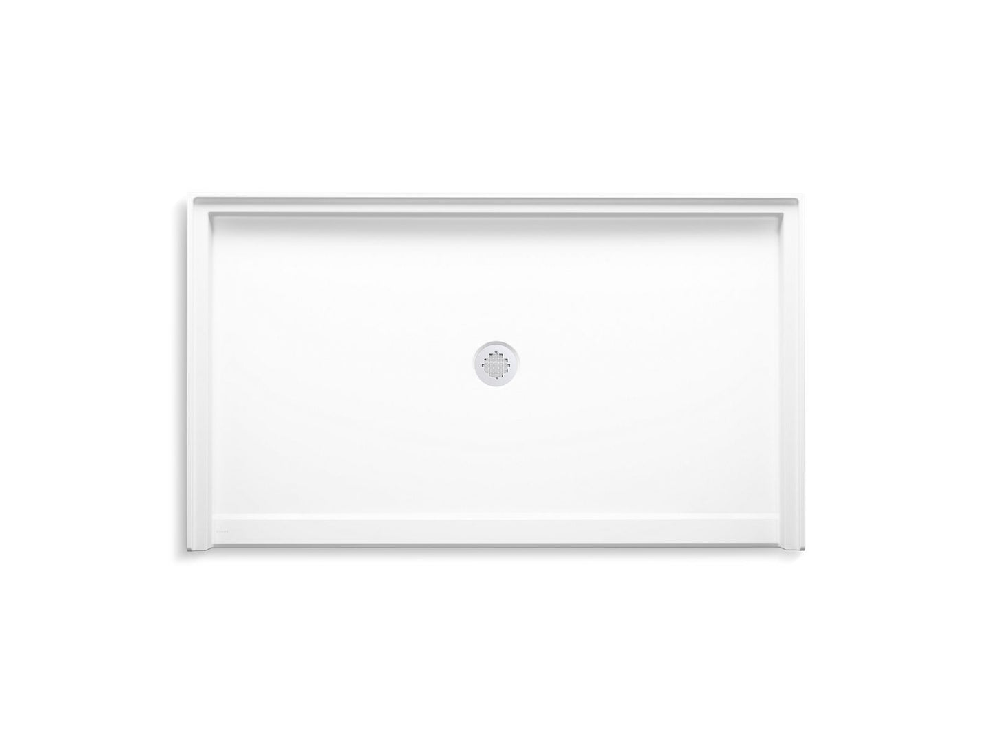 KOHLER K-44166-HW1 Stoneridge 62" x 36" alcove shower base, center drain - Honed White