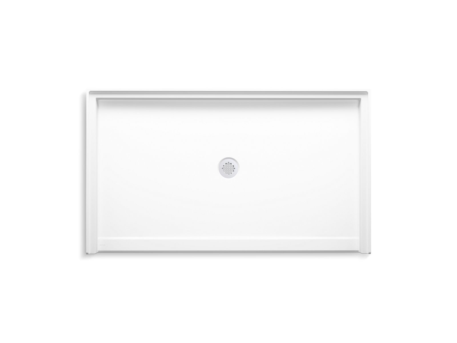 KOHLER K-44166-HW1 Stoneridge 62" X 36" Alcove Shower Base, Center Drain - Honed White