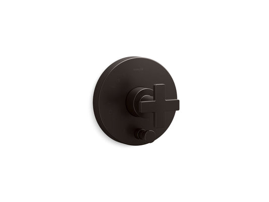 KOHLER K-T73117-3-BGP Rite-Temp valve trim with push-button diverter and cross handle  -  Brushed Graphite