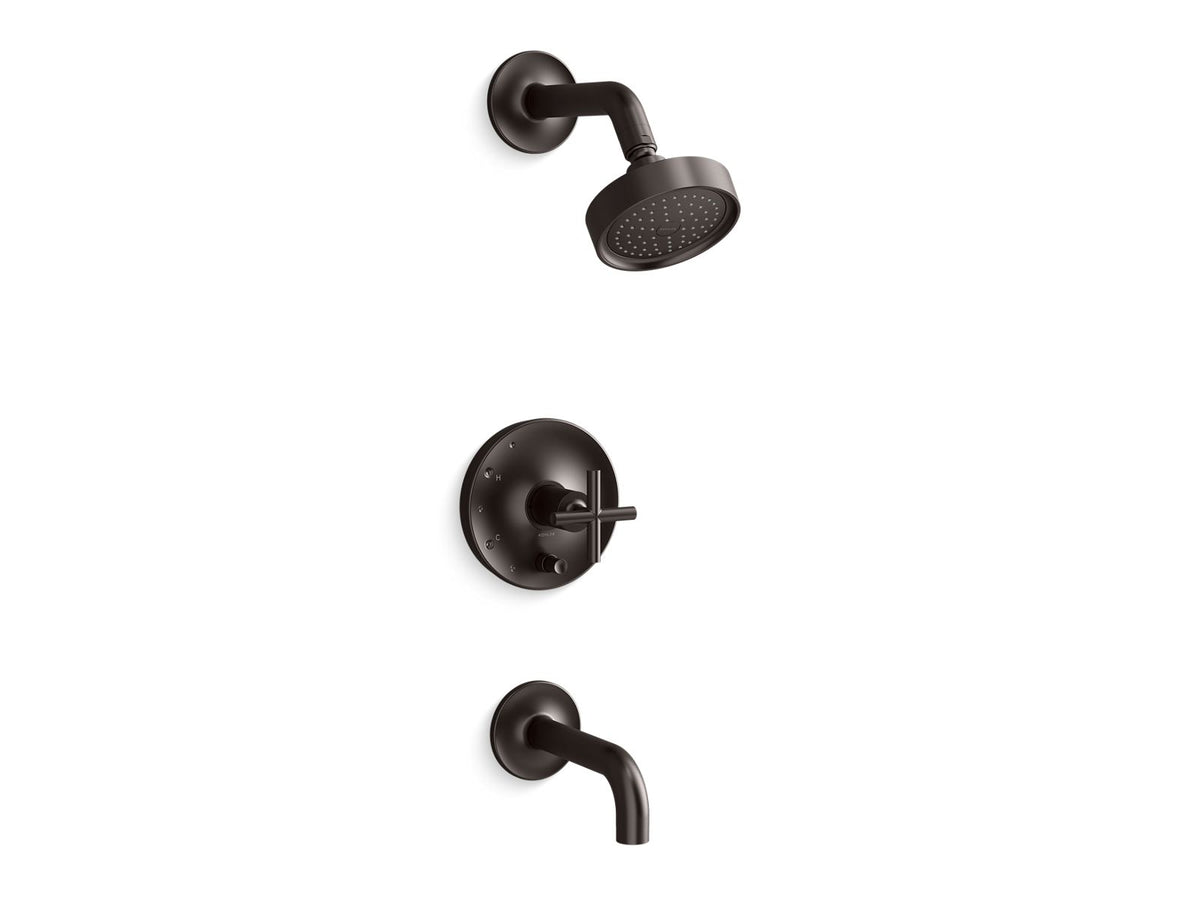 KOHLER K-T14421-3-BGP Rite-Temp bath and shower trim kit with push-button diverter and cross handle, 2.5 gpm  -  Brushed Graphite