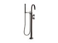 KOHLER K-T77984-9-BGP Floor-mount bath filler trim with industrial handles and handshower  -  Brushed Graphite