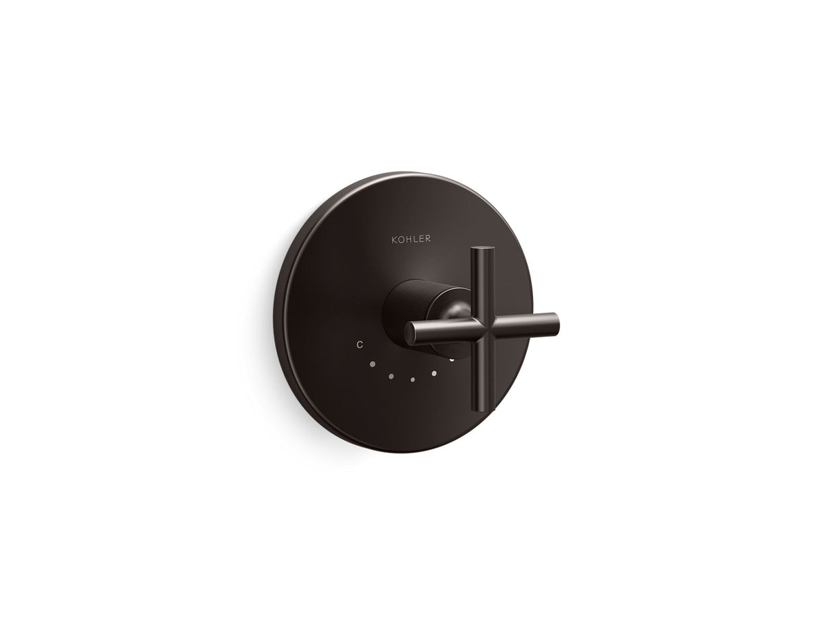 KOHLER K-T14488-3-BGP MasterShower temperature control valve trim with cross handle  -  Brushed Graphite