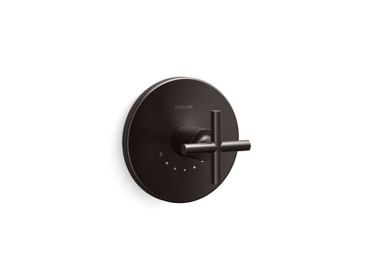 KOHLER K-T14488-3-BGP MasterShower temperature control valve trim with cross handle  -  Brushed Graphite