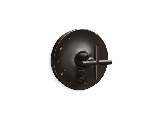 KOHLER K-T14501-3-BGP Rite-Temp valve trim with push-button diverter and cross handle  -  Brushed Graphite