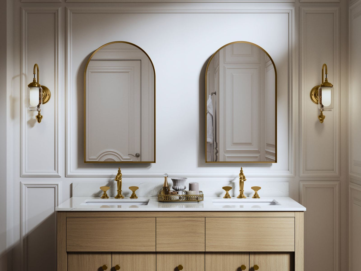 KOHLER K-36540-BGL Verdera 20" X 34" Arched Framed Medicine Cabinet, Left-Hinged - Moderne Brushed Gold