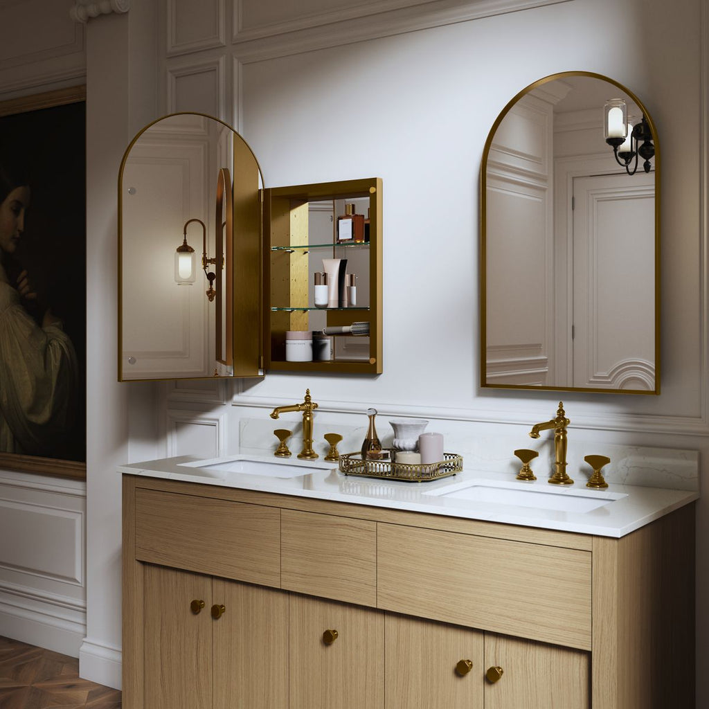 KOHLER K-36540-BGL Verdera 20" X 34" Arched Framed Medicine Cabinet, Left-Hinged - Moderne Brushed Gold