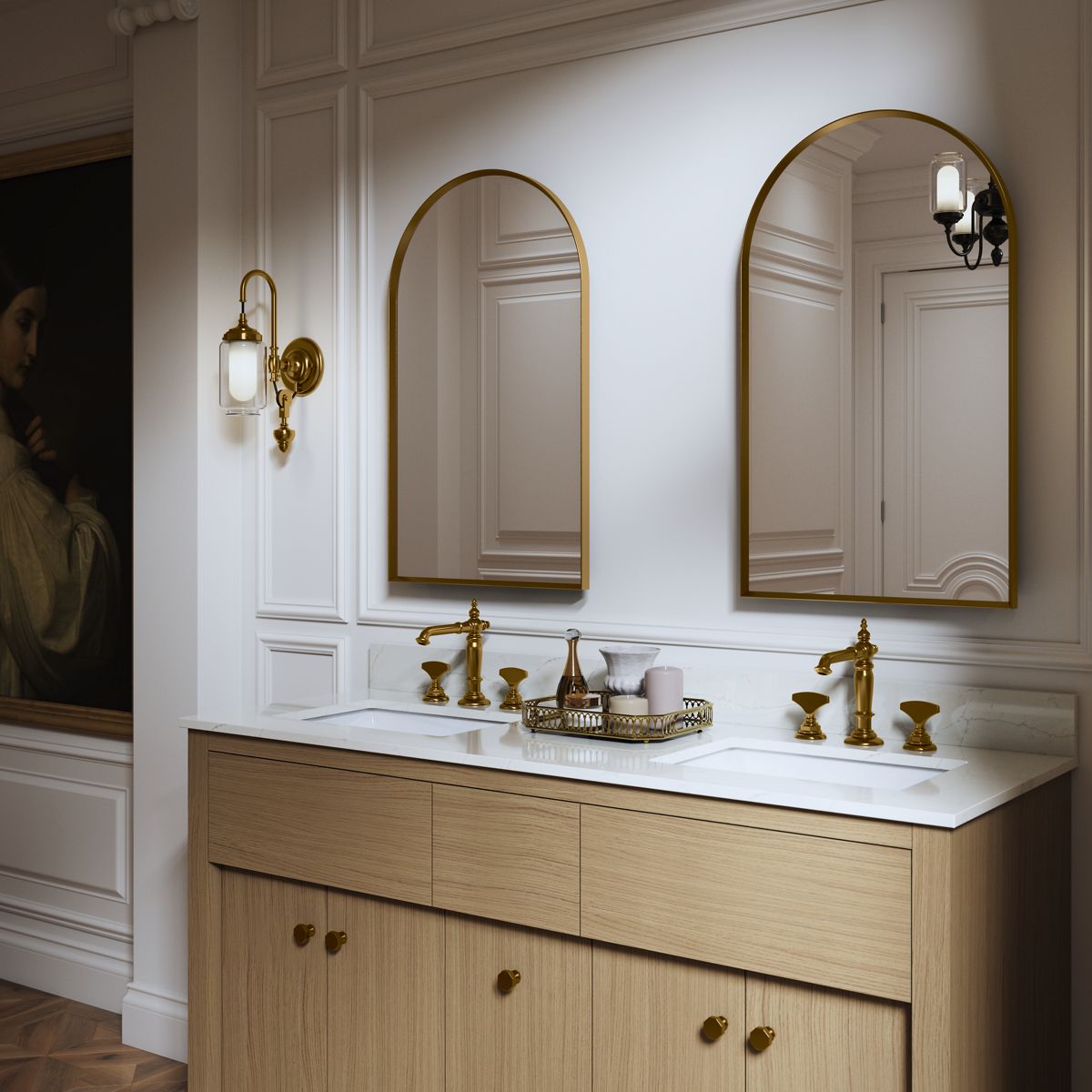 KOHLER K-36540-BGL Verdera 20" X 34" Arched Framed Medicine Cabinet, Left-Hinged - Moderne Brushed Gold