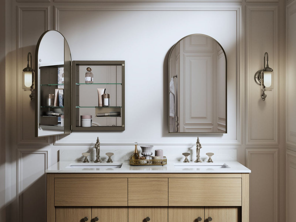 KOHLER K-36540-BGL Verdera 20" X 34" Arched Framed Medicine Cabinet, Left-Hinged - Moderne Brushed Gold