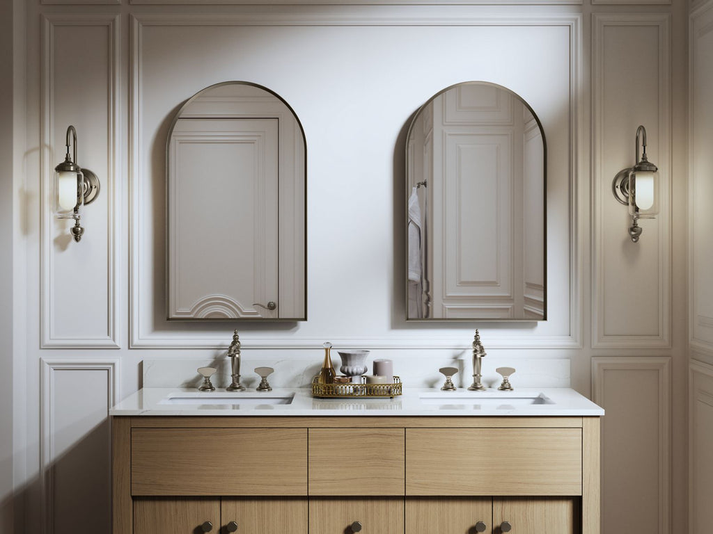 KOHLER K-36540-BGL Verdera 20" X 34" Arched Framed Medicine Cabinet, Left-Hinged - Moderne Brushed Gold