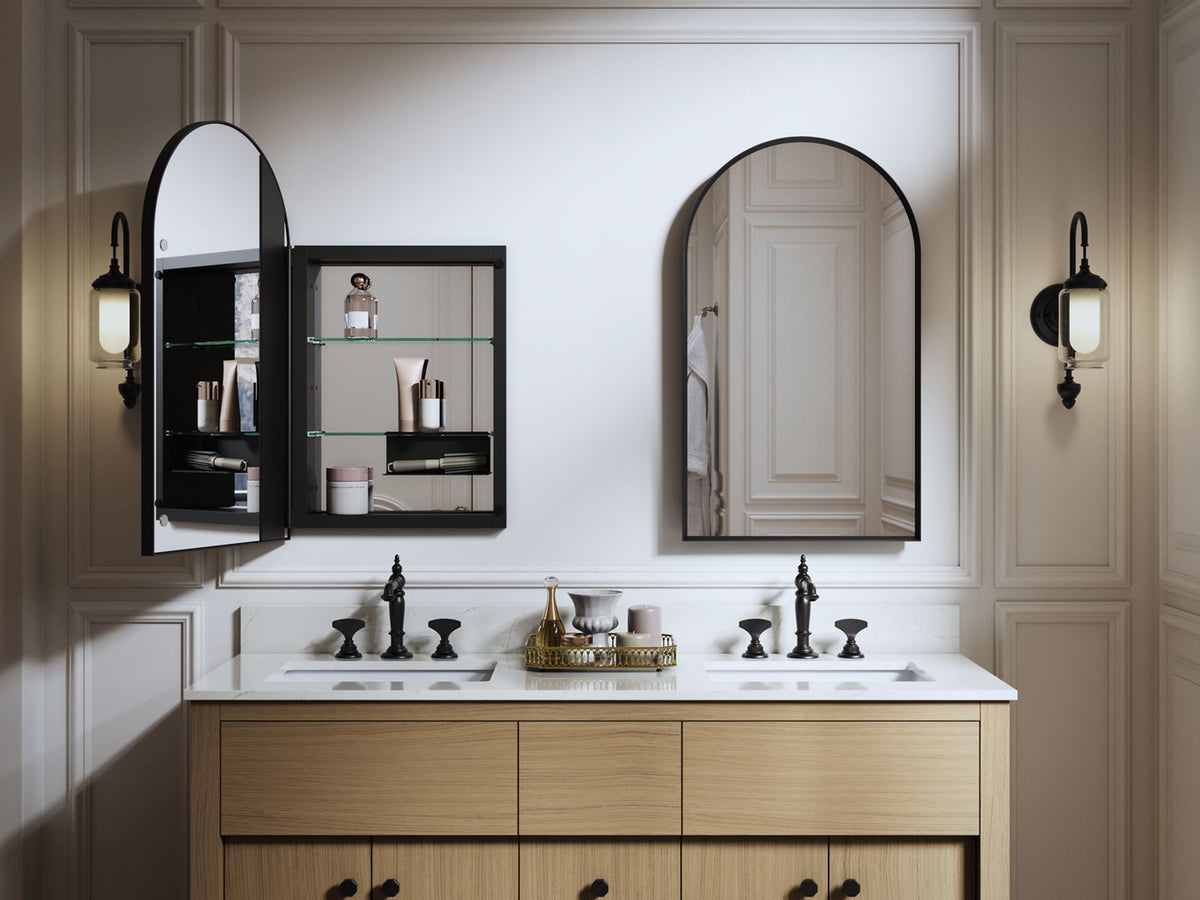 KOHLER K-36540-BGL Verdera 20" X 34" Arched Framed Medicine Cabinet, Left-Hinged - Moderne Brushed Gold
