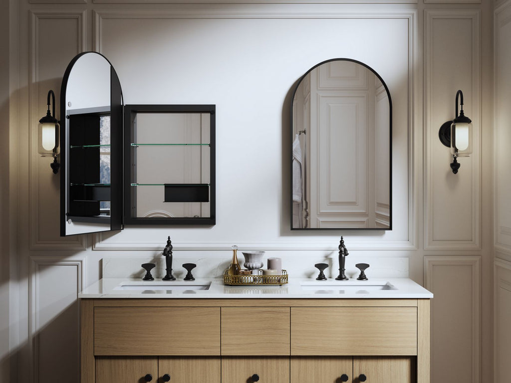 KOHLER K-36540-BGL Verdera 20" X 34" Arched Framed Medicine Cabinet, Left-Hinged - Moderne Brushed Gold