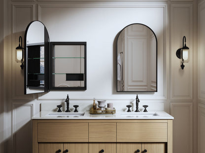 KOHLER K-36540-BNL Verdera 20" x 34" arched framed medicine cabinet, left-hinged - Brushed Nickel